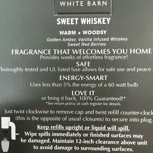 B&BW White Barn "Sweet Whiskey" Wallflowers Home Fragrance Refills - Picture 6 of 7